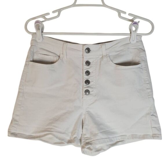 Vervet Attractively High Rise Botton Front‎ White Distressed Denim Shorts Size L - Picture 12 of 12